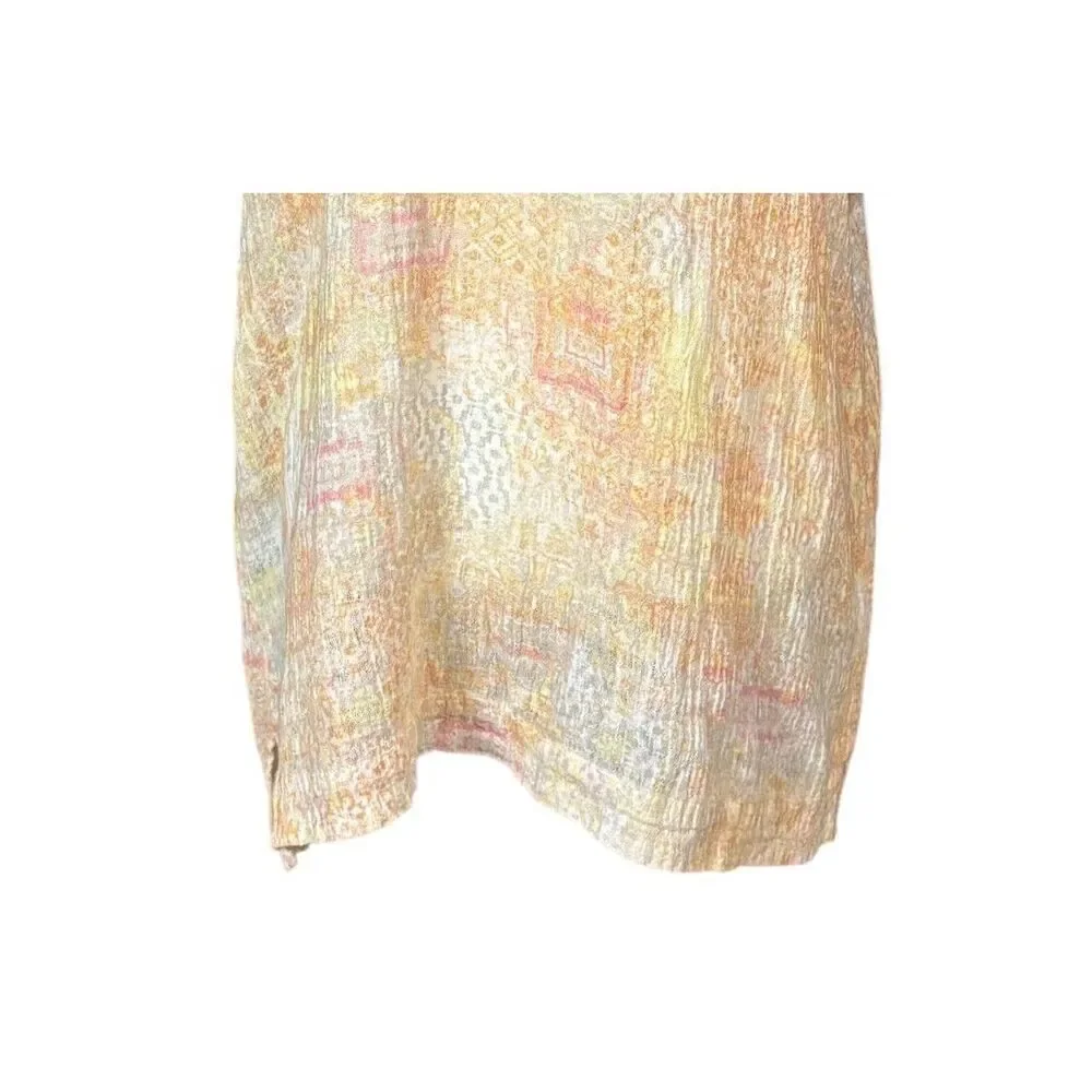 Pure Jill J Jill Top Size Large Linen Blend Orange Artsy Resortwear Lagenlook - Picture 5 of 10